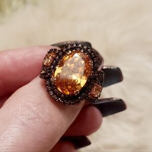 11.53CTW Champagne & Mocha Diamonds Rose Gold Ring Size 8